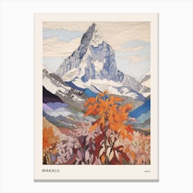 Makalu Nepal 2 Colourful Mountain Illustration Poster Canvas Print