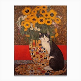 Queen With A Cat 2 Art Nouveau Klimt Style Canvas Print