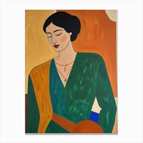 Woman In Green Dress Canvas Print