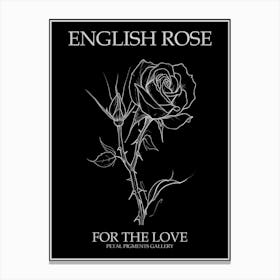 English Rose Black And White Line Drawing 30 Poster Inverted Canvas Print
