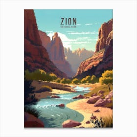 Zion National Park Painting Canvas Print