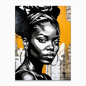 Vintage Graffiti Mural Of Beautiful Black Woman 89 Canvas Print