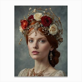 Portrait of a girl wearing a crown on her head 2 Canvas Print