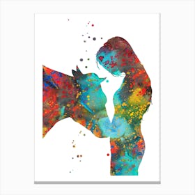 Girl With Cow Canvas Print