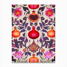 Granatäpfel Früchte Kunst Malerei, Obst-print mit Floralen Mustern Canvas Print