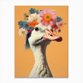 Bird With A Flower Crown Goose Canvas Print