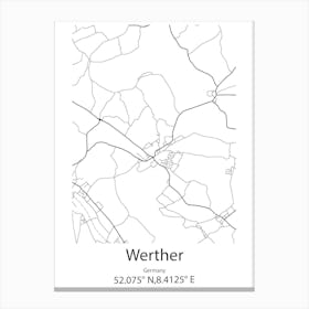 Werther,Germany Minimalist Map Canvas Print