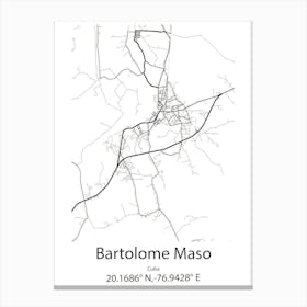 Bartolome Maso,Cuba Minimalist Map Canvas Print