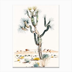 Joshua Tree By Desert Spring Minimilist Watercolour  (7) Canvas Print