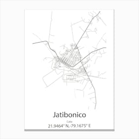 Jatibonico,Cuba Minimalist Map Canvas Print