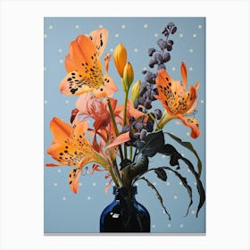 Surreal Florals Freesia 4 Flower Painting Canvas Print