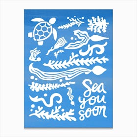 Sea you soon - travel poster, vector art, positive tropical motivation 23 Canvas Print