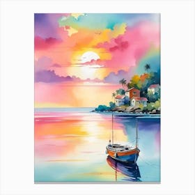 Sunset Boat Canvas Print