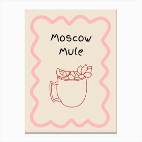 Moscow Mule Doodle Poster Pink & Red Canvas Print
