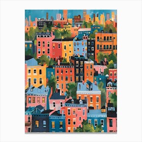 Stapleton New York Colourful Silkscreen Illustration 2 Canvas Print