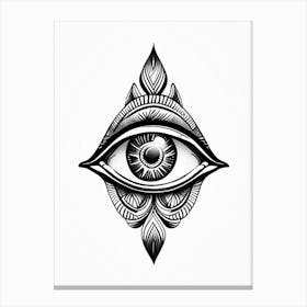 Balance, Symbol, Third Eye Simple Black & White Illustration 3 Canvas Print