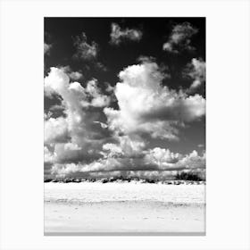 Black And White Clouds over Beach Canvas Print