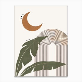 Moon & Leaf Canvas Print