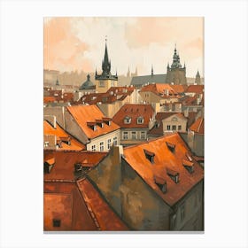 Prague Rooftops Morning Skyline 1 Canvas Print