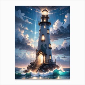 A Lighthouse In The Middle Of The Ocean 31 Canvas Print