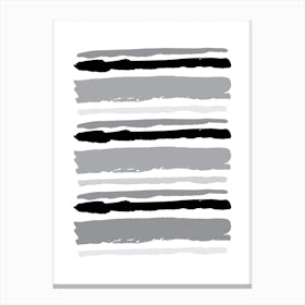 Black and Grey Abstract Stripes Canvas Print