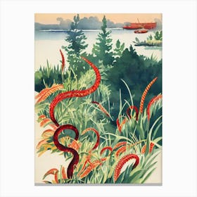 Fireworms Vintage Graphic Watercolour Canvas Print