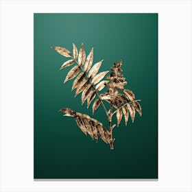 Gold Botanical Staghorn Sumac on Dark Spring Green n.3303 Canvas Print