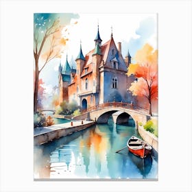 Watercolor Of A Castle 1 Canvas Print