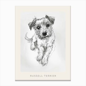 Russell Terrier Dog Line Sketch 2 Poster Canvas Print