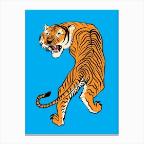 Tiger In Orange And Blue Canvas Print