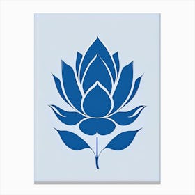 Blue Lotus Retro Minimal 4 Canvas Print