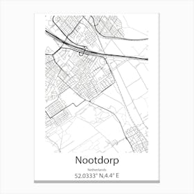 Nootdorp,Netherlands Minimalist Map Canvas Print