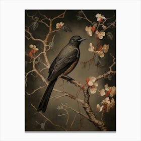 Dark And Moody Botanical Robin 6 Canvas Print