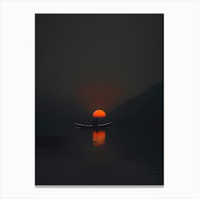 Sunset In A Canoe Canvas Print