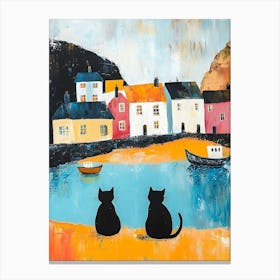 Irish Fishing Village With Cats 3 Canvas Print