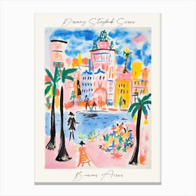 Poster Of Buenos Aires, Dreamy Storybook Illustration 3 Canvas Print