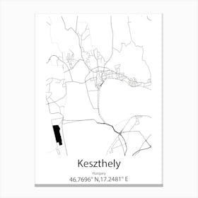 Keszthely,Hungary Minimalist Map Canvas Print