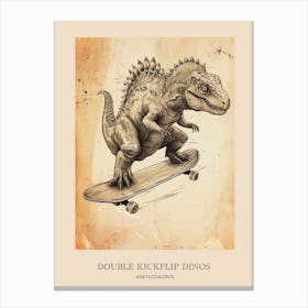 Ankylosaurus Vintage Dinosaur Poster 1 Canvas Print
