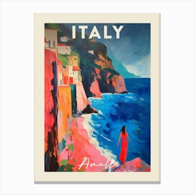 Amalfi Coast Italy Fauvist Painting  Travel Poster Canvas Print