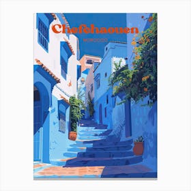 Chefchaouen Morocco Blue City Travel Art Illustration Canvas Print