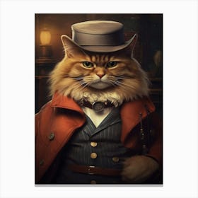 Gangster Cat Siberian 2 Canvas Print