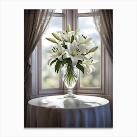 White Lilies in a Window Canvas Print