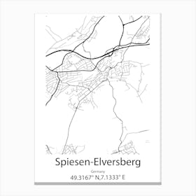 Spiesen Elversberg,Germany Minimalist Map Canvas Print