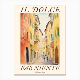 Il Dolce Far Niente Bologna, Italy Watercolour Streets 2 Poster Canvas Print