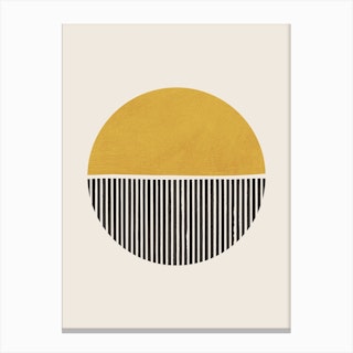 Minimalist Lines Circle Mustard Canvas Print