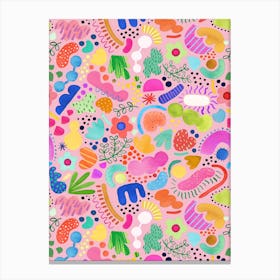 Playful Abstract Fresh Pink Canvas Print