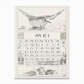 Calendar Page With Flying Bird (1917), Theo Van Hoytema Canvas Print