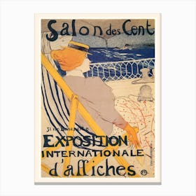 Salon De Cent, Vintage French Exhibition Poster, Toulouse Lautrec Canvas Print