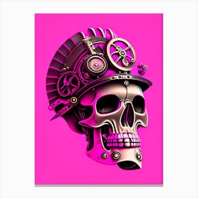 Skull With Steampunk Details 1 Pink Pop Art Canvas Print