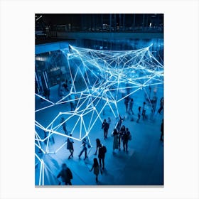 A Geometric Structure Sprawled Across A Global Scale Its Interconnected Nodes Pulsating With Data T (1) 2 Canvas Print